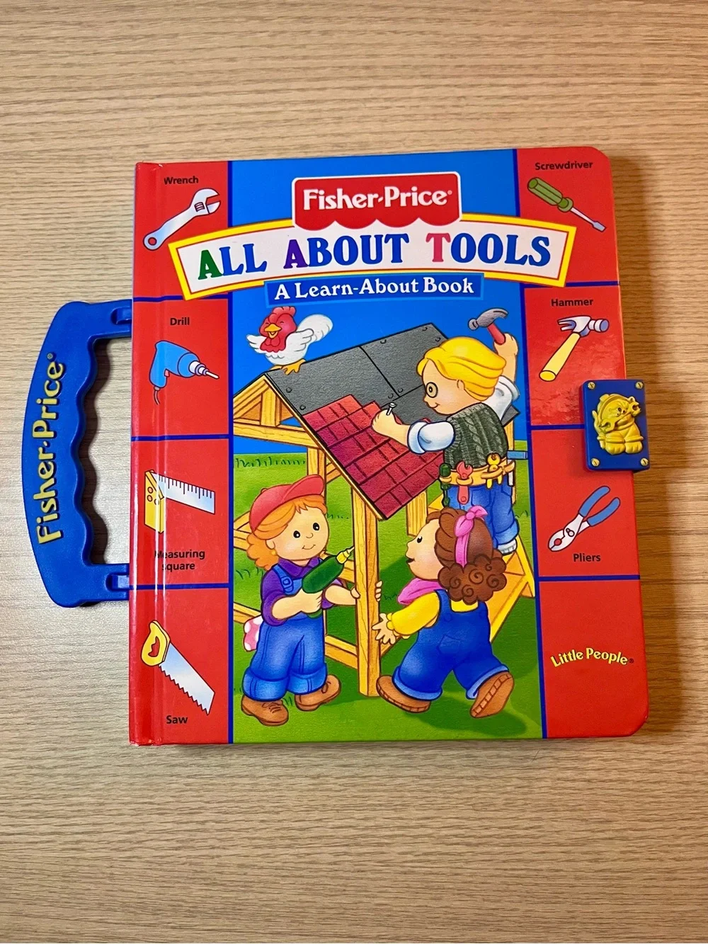 VTG 1998 Fisher Price Little People All About Tools CarryAlong Board Book wLatch